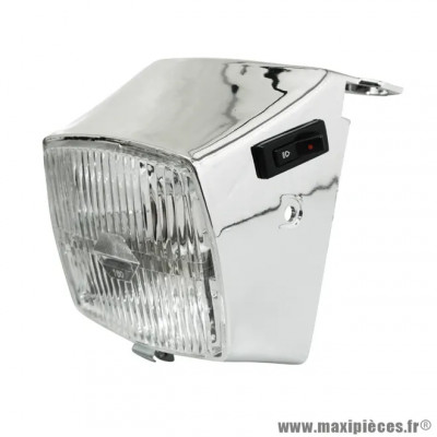 Phare complet 12 volt noir pour cyclomoteur Peugeot 103 MVL, Vogue, Chrono