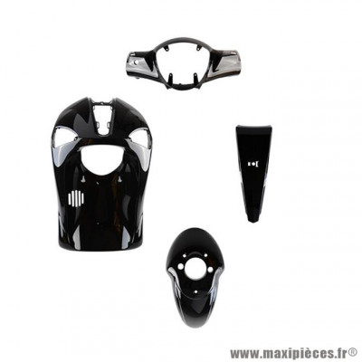 Kit 4 pièces carénage noir brillant pour scooter Piaggio Liberty 50 / 125 / 150 / 200cc 2004-2014