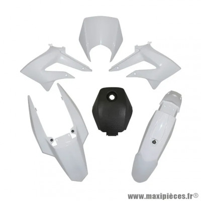 Kit 5 pièces carénage blanc brillant Derbi Senda DRD Racing 2011-2017 / RCR / SMT 2011-2018