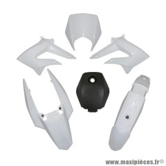 Kit 5 pièces carénage blanc brillant Derbi Senda DRD Racing 2011-2017 / RCR / SMT 2011-2018