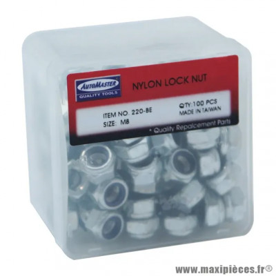 Ecrou 6 pans M8 Nylstop-frein Boîte de 100 pièces