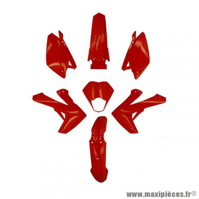 Kit carénage plastique rouge brillant 7 pièces pour Rieju 50 MRT 2009-2021