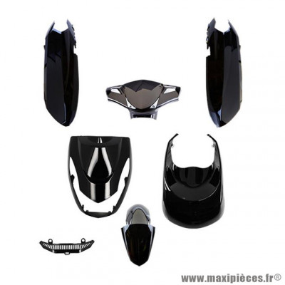 Carrosserie-carénage noir brillant 7 pièces pour scooter Peugeot Kisbee 2T et 4T 2010-2024
