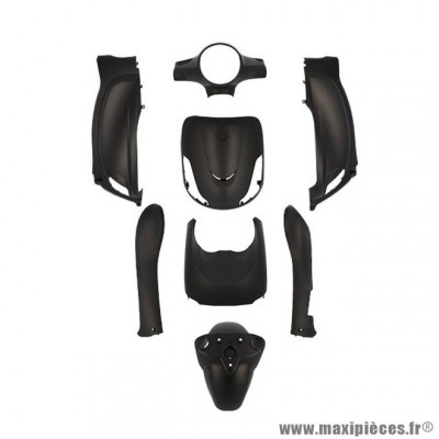 Carrosserie-carénage noir mat kit 8 pièces pour scooter SYM Fiddle 2 4T 2011-2014, SYM 125 Fiddle 2 2010-2014