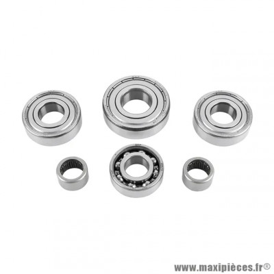 Roulement boîte de vitesses + cage à aiguilles adaptable (Minarelli 50 AM6, Beta 50 RR, Rieju 50 MRT, Sherco 50 SE, MBK 50 X-Power, Peugeot 50 XPS)