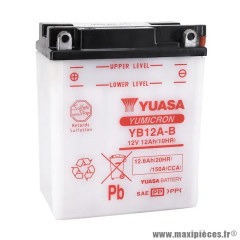 Batterie 12V 12,6 Ah YB12A-B Conventionnelle avec entretien
