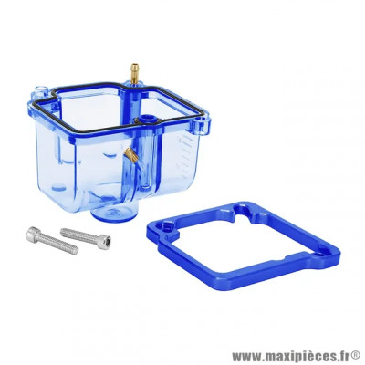 CUVE DE CARBURATEUR TRANSPARENT BLEU TYPE PWK 19 à 30 mm (INCLUS VIS ET REHAUSSEUR DE CUVE)