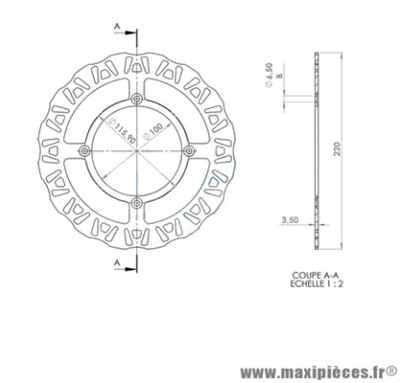 Disque frein arrière NG pour moto beta rr motard, enduro (diamètre 220)