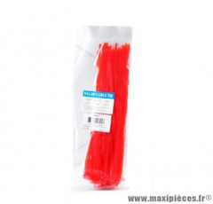 Sachet de 100 colliers rilsan plastique longueur 3,6x250mm couleur rouge
