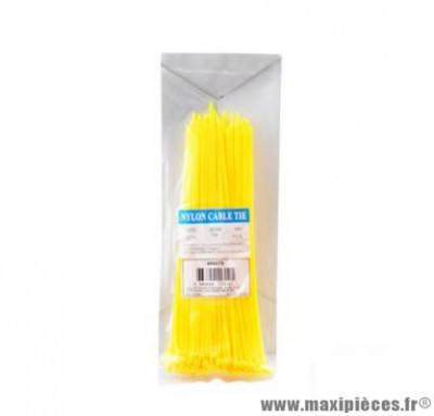 Collier de serrage (Rilsan / Rislan / Colson) jaune longueur 200mm largeur 2,6mm (x100)