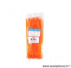 Sachet de 100 colliers rilsan plastique longueur 2,5x200mm couleur orange
