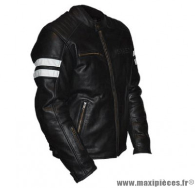 Blouson cuir Steev Legend taille S couleur noir/blanc