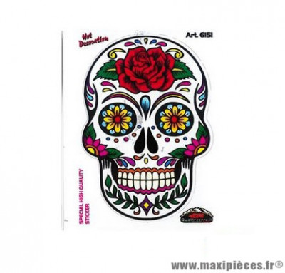 Autocollant 10x12cm bombing tete de mort mexicaine