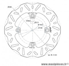 Disque frein avant Polini Wave pour maxi scooter 125 honda sh (diamètre 240)