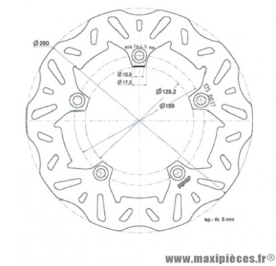 Disque frein avant Polini Wave pour maxi scooter 200-300cc kymco people (diamètre 260)