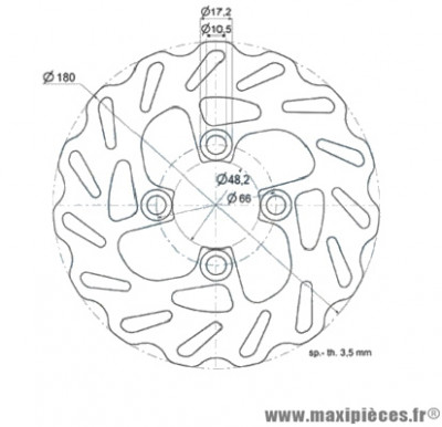 Disque frein avant Polini Wave pour scooter booster après 2004 et 12 pouces, spirit après 1999, NG après 1998 (diamètre 180)