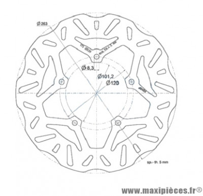 Disque frein avant Polini Wave pour maxi scooter 125-400-500cc peugeot satelis (diamètre 263)