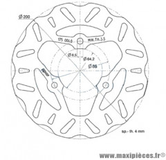 Disque frein avant Polini Wave pour maxi scooter 400cc peugeot metropolis après 2014 (diamètre 200)