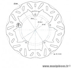 Disque frein avant Polini Wave pour maxi scooter 125-300-500cc piaggio / gilera (diamètre 260)