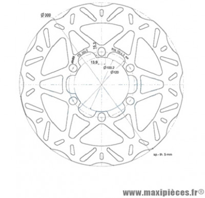 Disque frein avant Polini Wave pour maxi scooter 300-350cc piaggio beverly (diamètre 300)