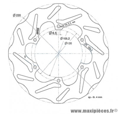 Disque frein avant Polini Wave pour maxi scooter 50-125-200-300cc piaggio / vespa (diamètre 220)