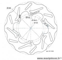 Disque frein avant Polini Wave pour maxi scooter 50-125-200-300cc piaggio / vespa (diamètre 220)