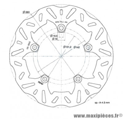 Disque frein avant Polini Wave pour maxi scooter 250-400-650cc suzuki burgman (diamètre 260)