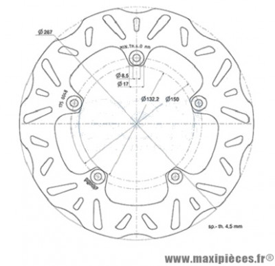 Disque frein avant Polini Wave pour maxi scooter 125-400-500-530cc yamaha xmax, tmax (diamètre 267)