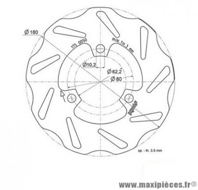 Disque frein avant Polini Wave pour moto derbi senda r-sm, xp6 après 2002, mrt, smt, rcr, rx (diamètre 180)