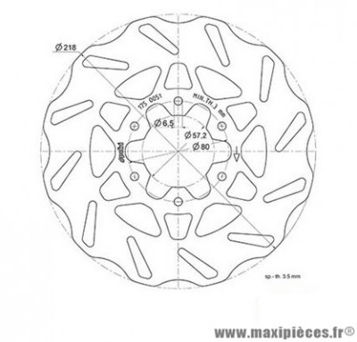 Disque frein arrière Polini Wave pour moto derbi senda drd, rcr après 2011, rx, sx / 125cc senda (diamètre 218)