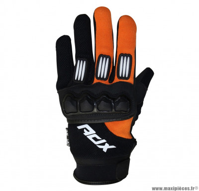 Gants cross enfant ADX Town taille XXS (T6) couleur noir/orange fluo