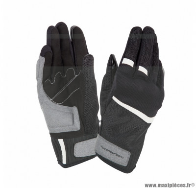 Gants moto printemps-été Tucano Penna taille XXL (T12) couleur noir/blanc (compatible écran tactile)