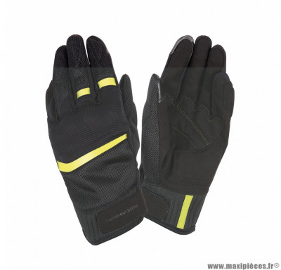 Gants moto printemps-été Tucano Penna taille M (T9) couleur noir/jaune fluo (compatible écran tactile)