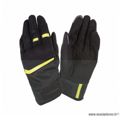 Gants moto printemps-été Tucano Penna taille XXL (T12) couleur noir/jaune fluo (compatible écran tactile)