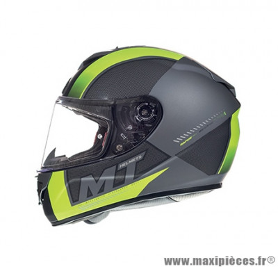 Casque intégral MT Rapide Overtake taille L (T59-60) couleur gris/jaune fluo mat