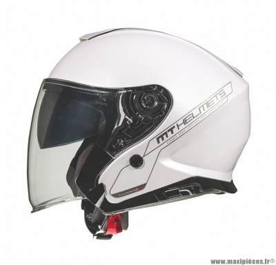 Casque jet/bol double écran MT Thunder 3 SV taille L (T59-60) couleur uni blanc nacré brillant