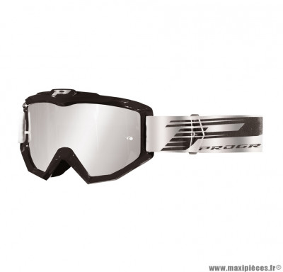 Lunette/masque cross ProGrip 3201 FL Atzaki couleur noir/gris (écran miroir, anti-rayures, anti UV, compatible avec port lunette de vue)