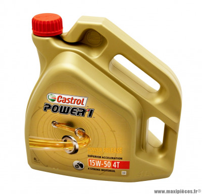 Huile moteur 4T (4L) 15W-50 Castrol power 1 semi-synthétique