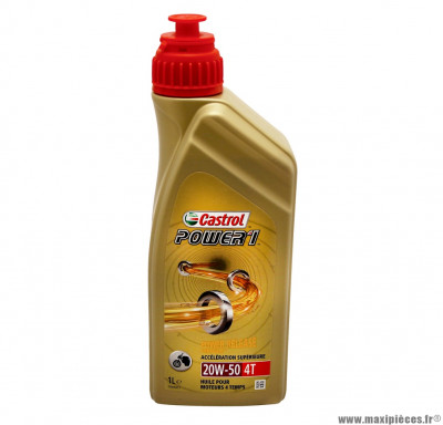 Huile moteur 4T (1L) 20W-50 Castrol power 1 semi-synthétique - recommandation Harley Davidson