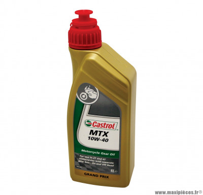 Huile de transmission 10W-40 (1L) Castrol mtx semi-synthétique pour motos 2T