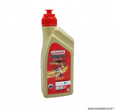 Huile moteur 4T 5W-40 (1L) Castrol power 1 scooter 100% synthétique - recommandation Piaggio