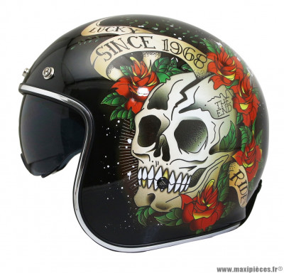 Casque jet/bol MT Le Mans 2 SV Skull & Roses taille L (T59-60) couleur noir