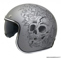 Casque jet/bol MT Le Mans 2 SV Skull & Roses taille XS (T53-54) couleur gris * Déstockage !