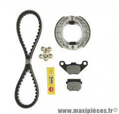 Kit révision origine complet (courroie / plaquette / galets / bougie) pour roma 4T 10 pouces GY6