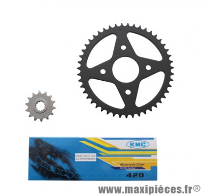 Kit chaine 420 14x47 (alesage 54mm) pour mécaboite mbk x-power après 2000 / yamaha tzr après 2000