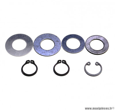 Rondelle poulie 16x27 / 16x32 (épaisseur 0, 5 / 0, 7 / 1, 2) avec clips (kit - pedalier) pour scooter mbk