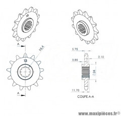 Pignon 13 dents pour moto gilera gsm avant 2000