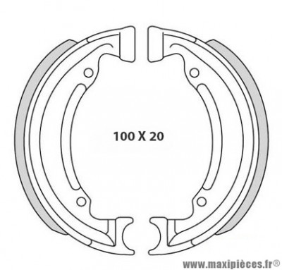 Paire de machoires frein arrière diamètre 100 pour cyclomoteur mbk 88, 89