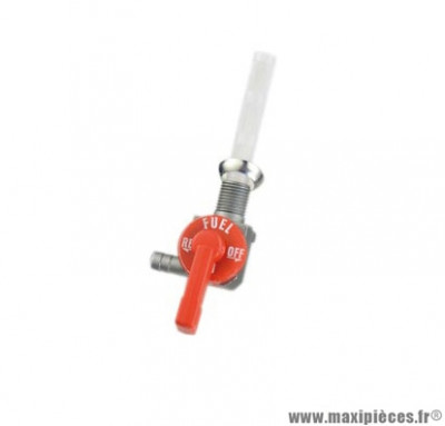 Robinet essence avec renfort et indicateur de position-rouge pour cyclomoteur mbk 51