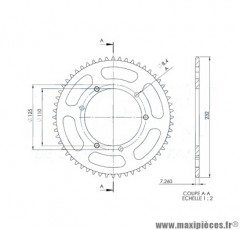 Couronne (56 dents pas 428) diamètre 110 / 3x2 fixations pour moto sherco enduro, sm après 2003